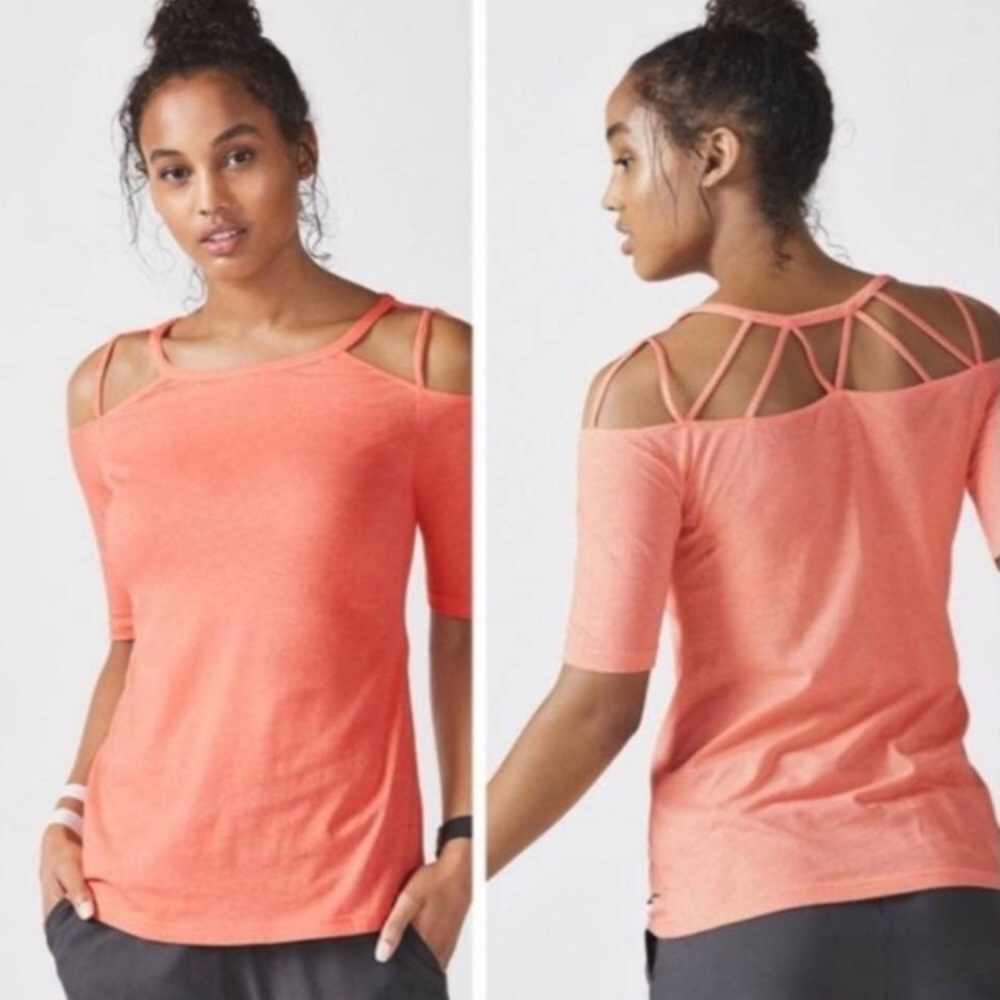 Fabletics Neon Sunburst Cut Out Short Sleeve Tee